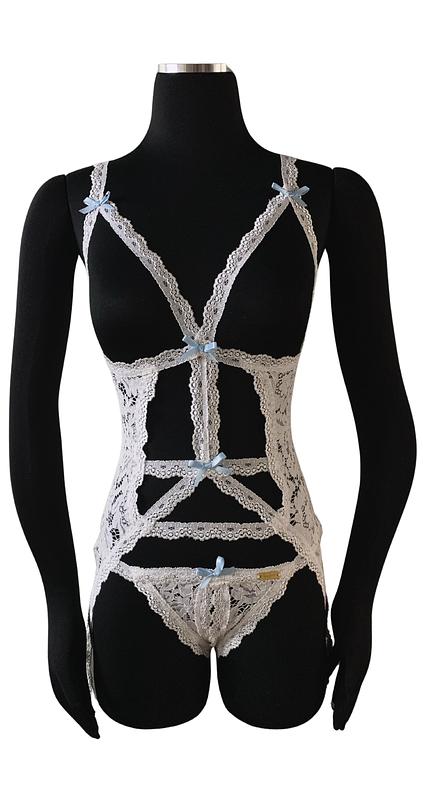 Wedding Night Crotchless Corset Set