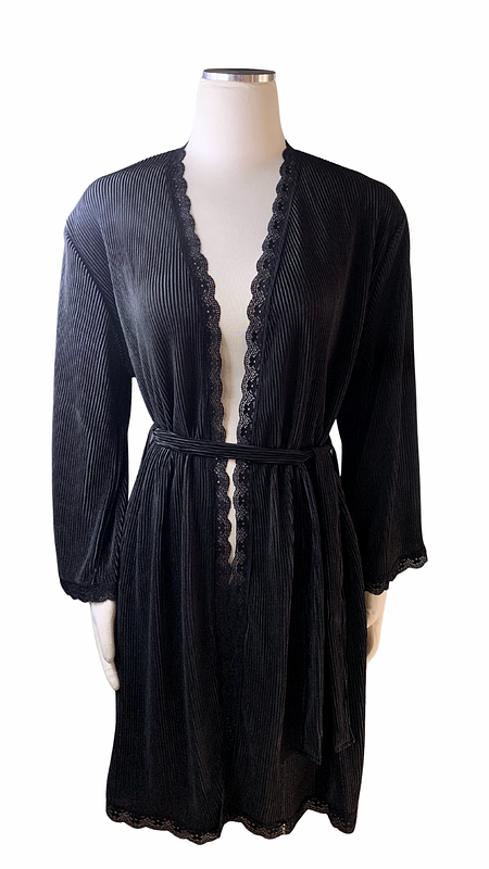 black Pleated Kimono