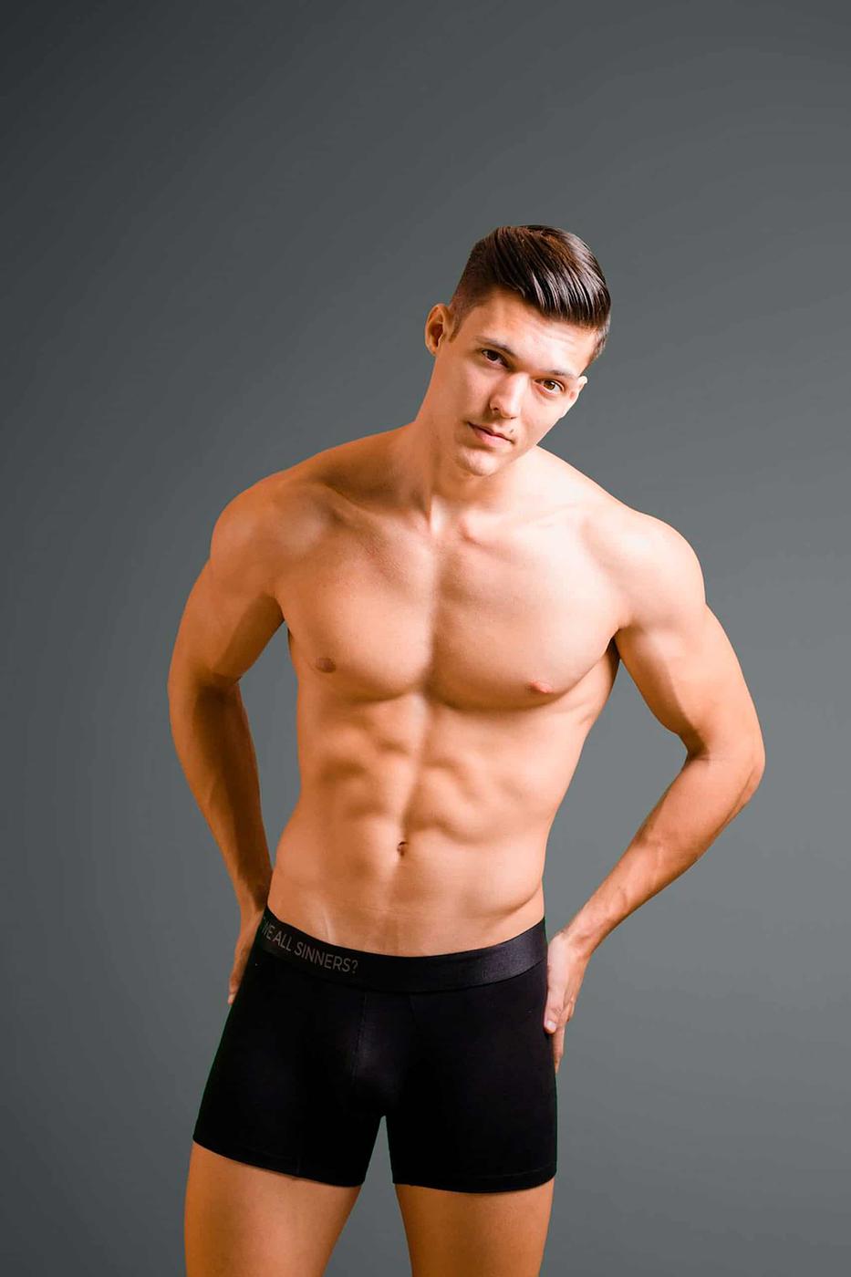 "AREN'T WE ALL SINNERS?" Black Cotton Trunk