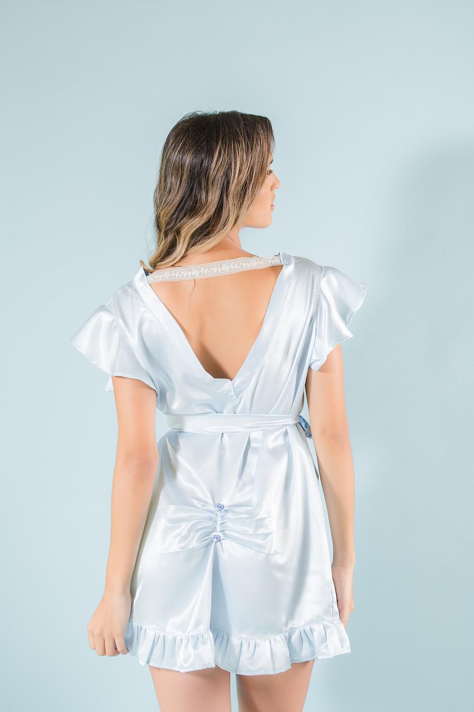 Peaceful Blue Short Sleeve Kimono - Image 2