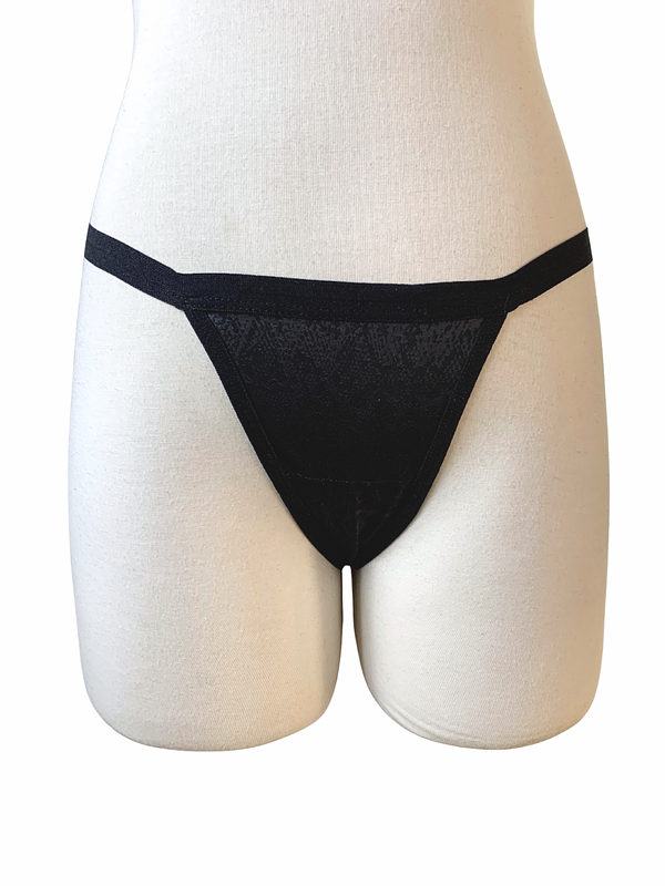 Seamless Workout Black Printed Thong