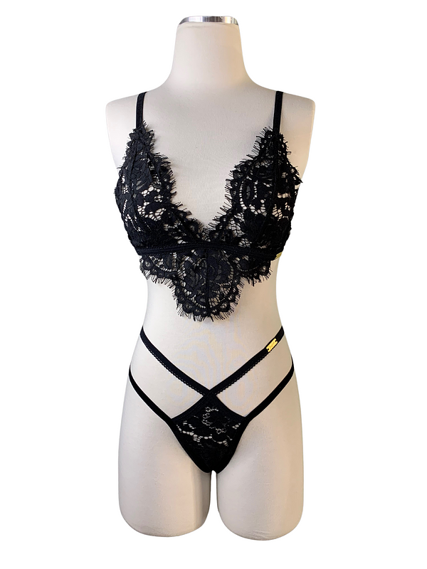 Fancy Sinner Black Signature Uncovered Lingerie Set