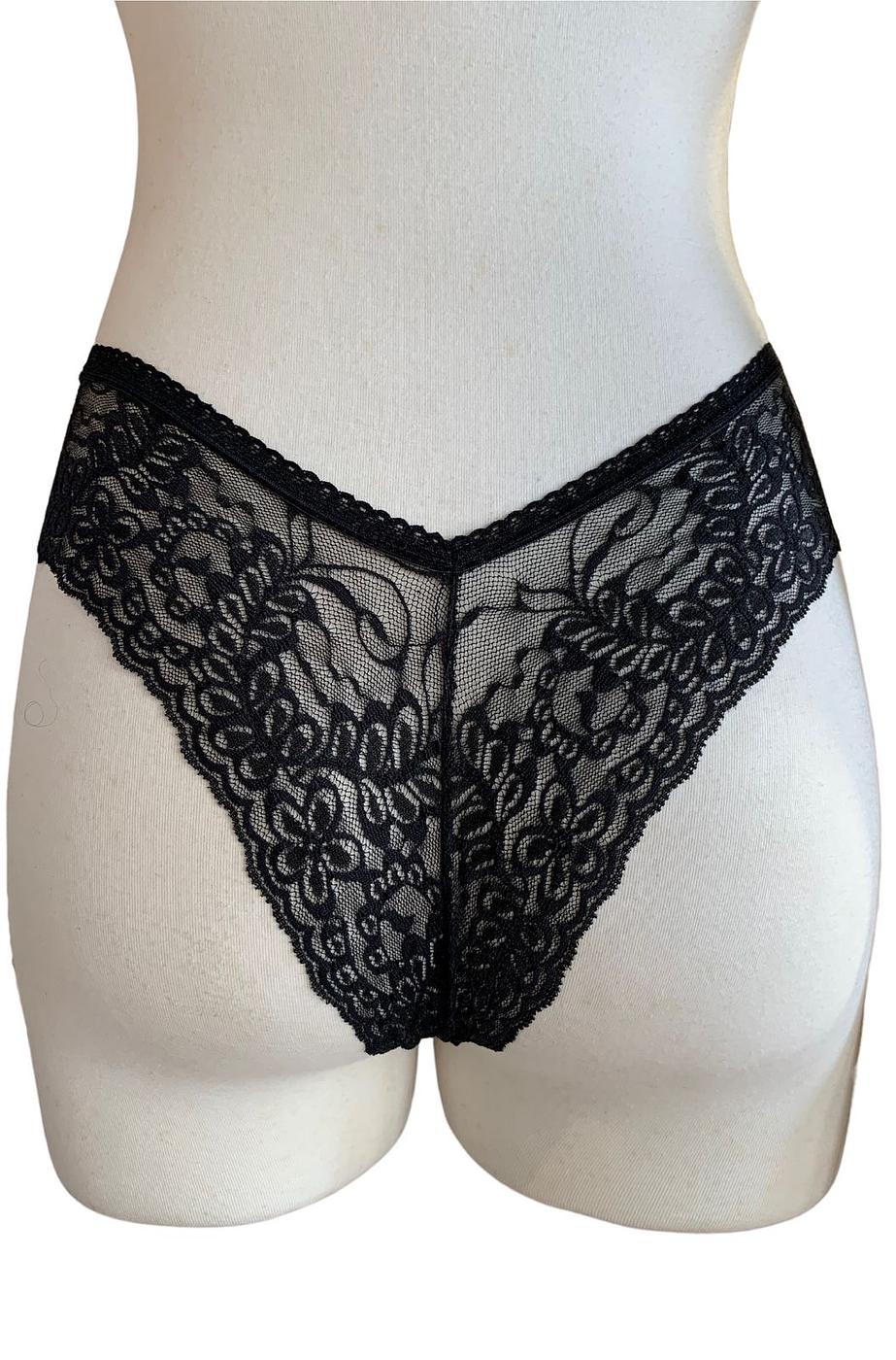 Black Lace High Waisted Cheeky Panty