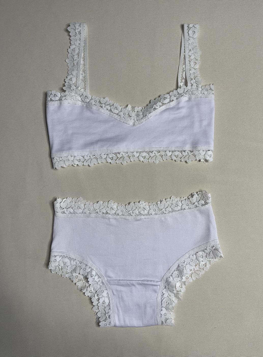 White Fancy KID Panty & Bra