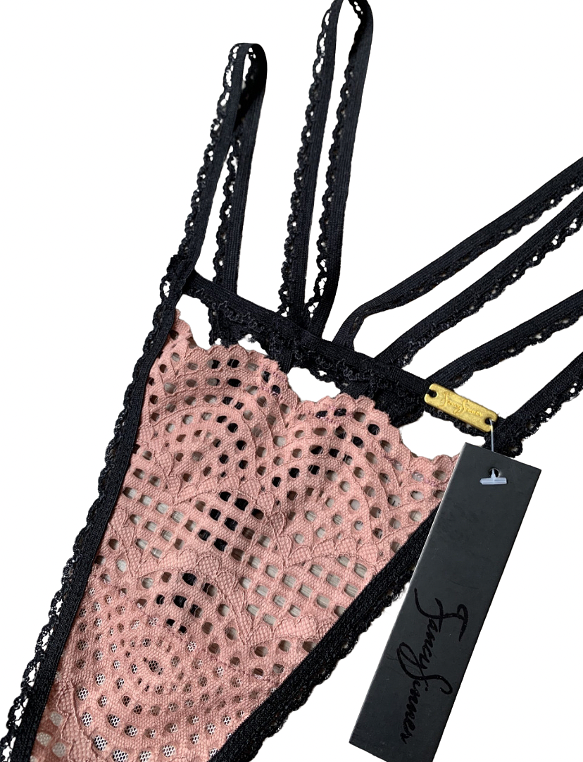 Black and Rose Color Block Thong - Image 3