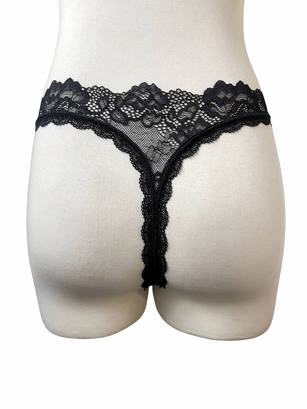 Fancy x Ally Black Lace Thong