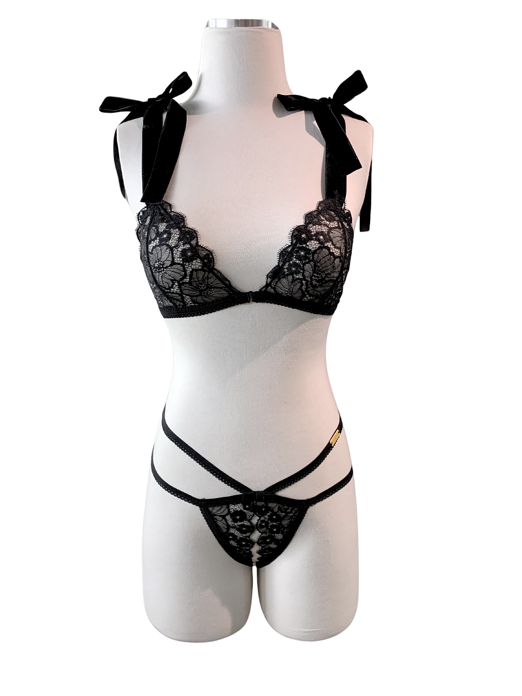 Sexiest Valentine's Crotchless Black Set