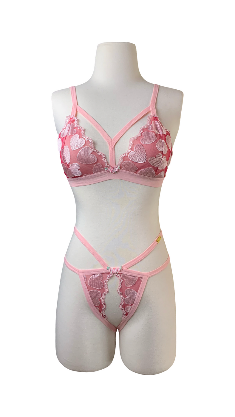 Candy Heart Crotchless Lingerie Set