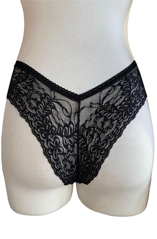 Black Lace High Waisted Cheeky Panty