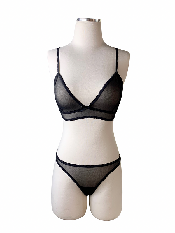 Sexy Mesh Black Lingerie Set