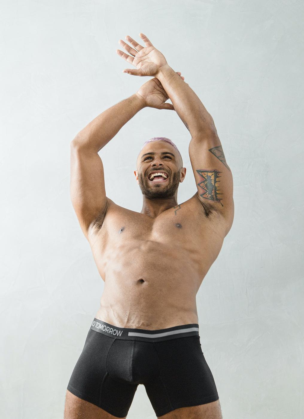 "NO TOMORROW" Lined Elastic Band Black Boxer Brief