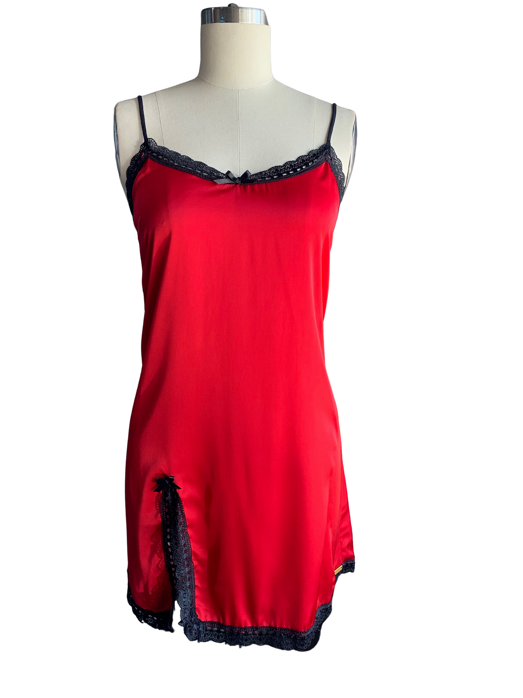 Sleep With Me Red & Black Slit Slip