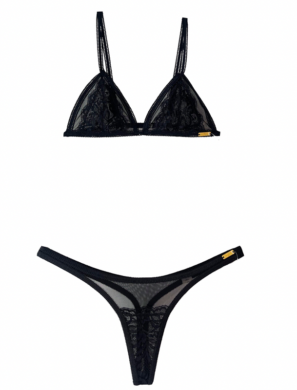 Black Lace & Mesh Lingerie Set