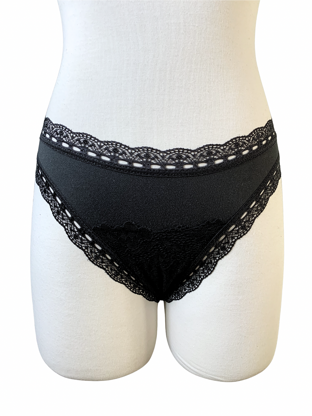 Fancy x Ally Black Cotton Lace Thong 