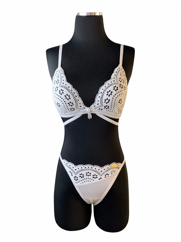 Asymmetrical White Lingerie Set
