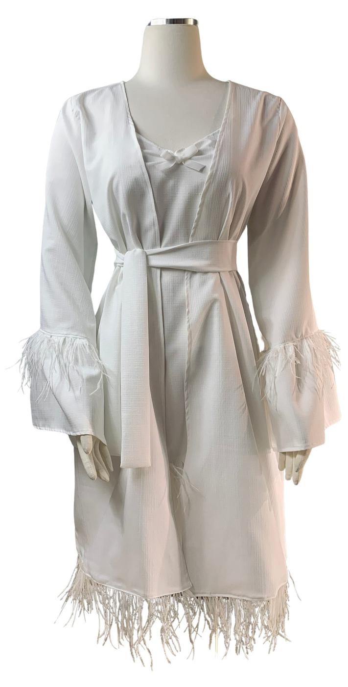 White Feather Getting Ready Kimono + Slip