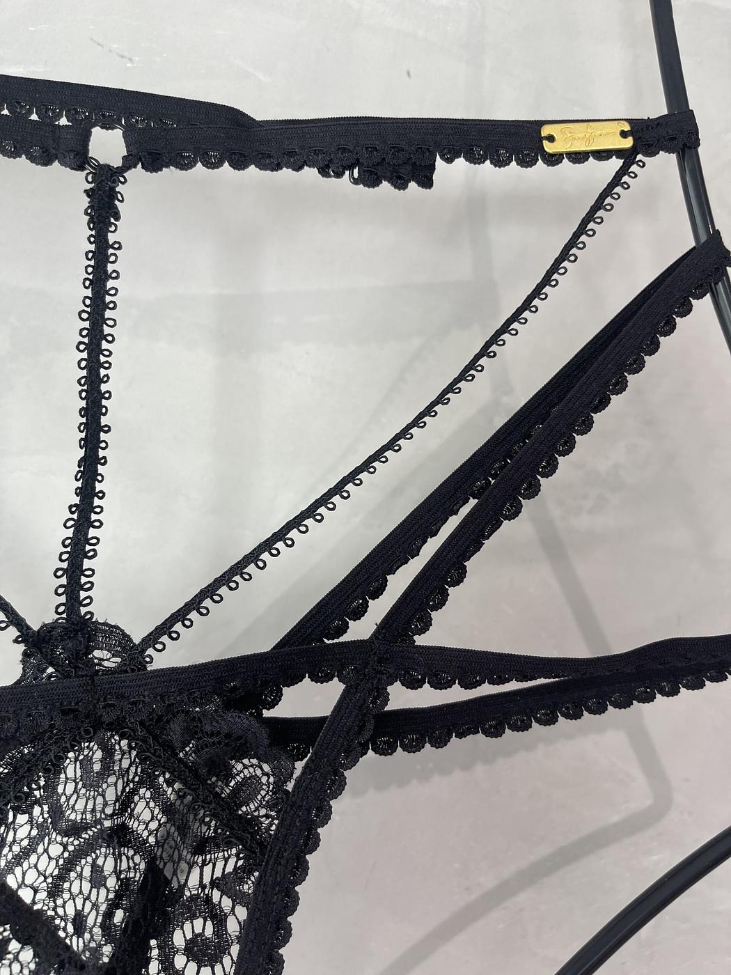 Pussy Cat Black High Waisted Thong - Image 2