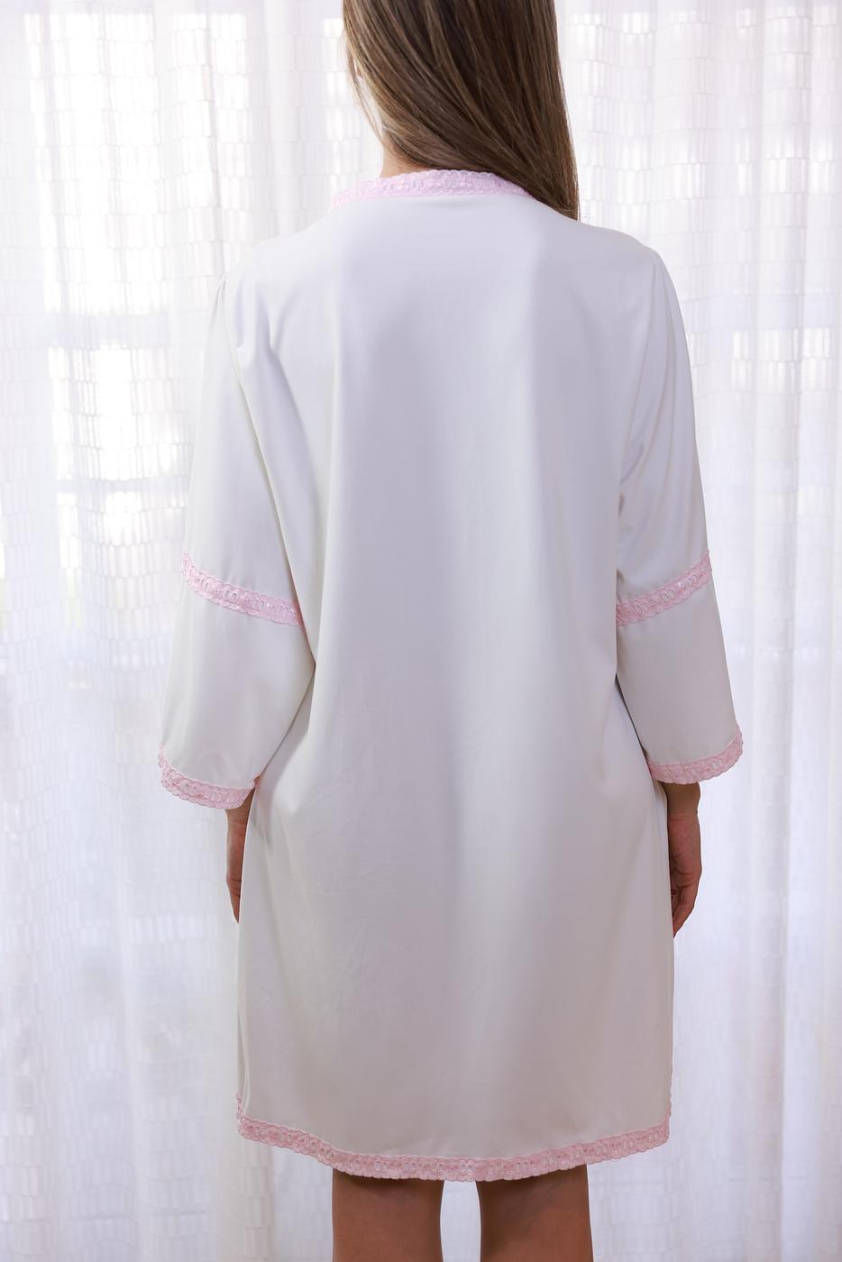 SmartHide Bata de Lactancia de Algodón Blanco/Rosado - Maternidad - Image 4