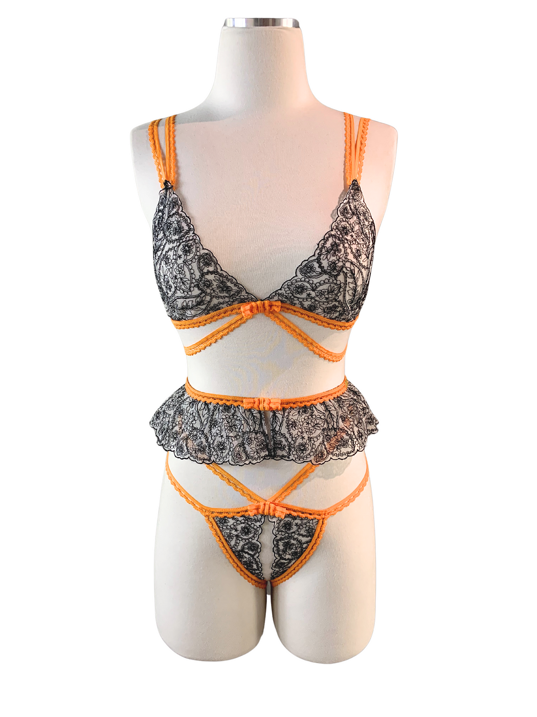 Pumpkin Spice Crotchless Garter Set