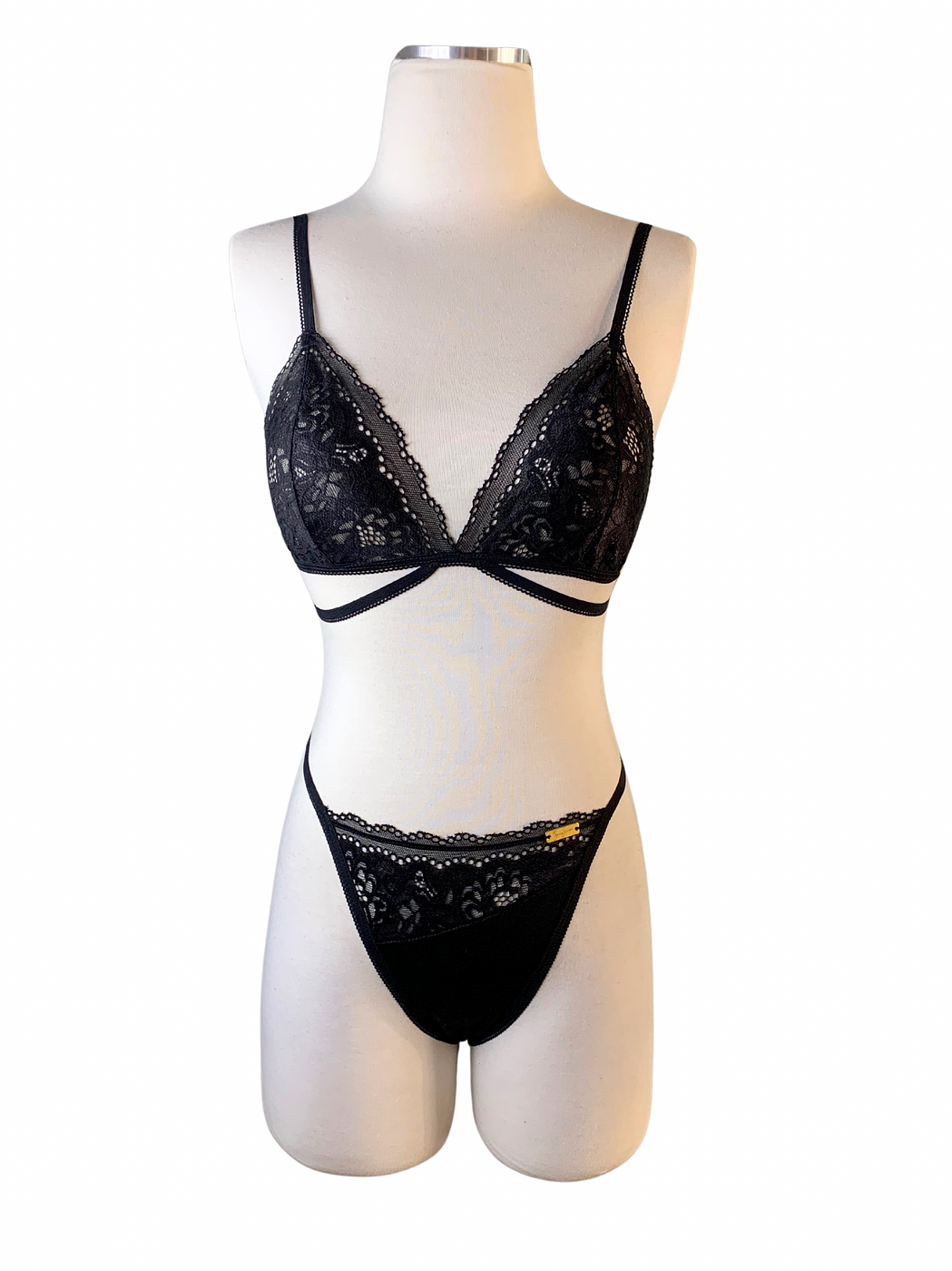 Asymmetrical Black Lingerie Set