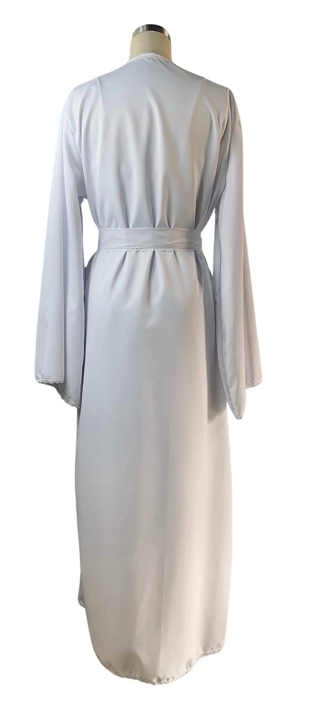 Simple Long Getting Ready White Kimono + Short Slip - Image 5