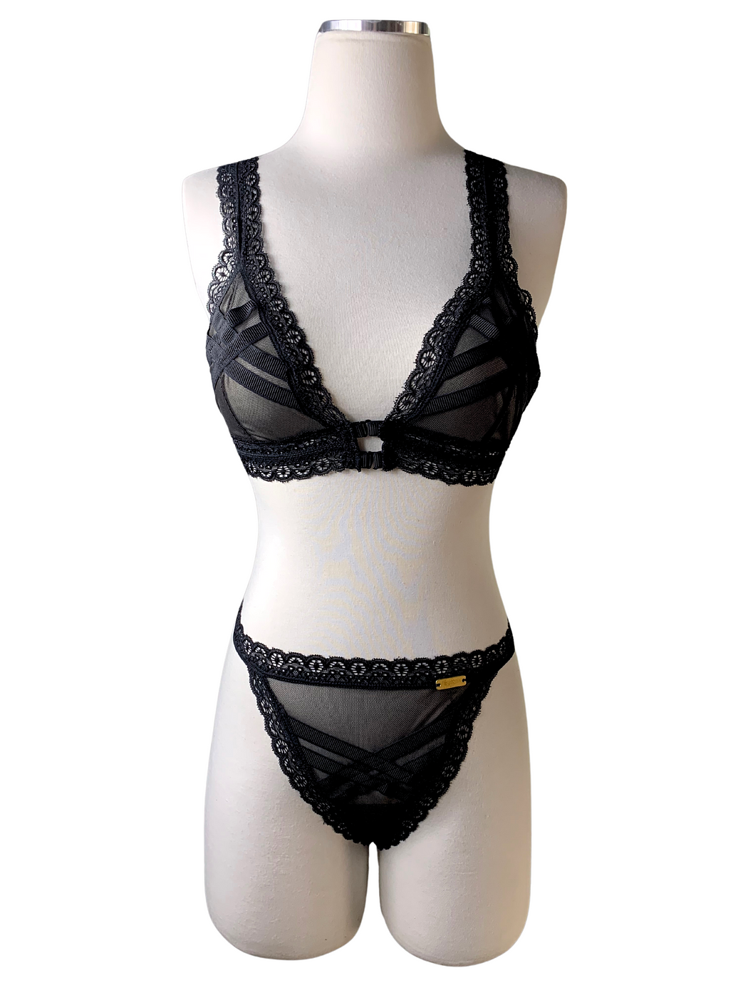 Crossed Mesh Lingerie Set