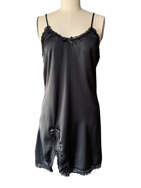 Sleep With Me Black Slit Slip