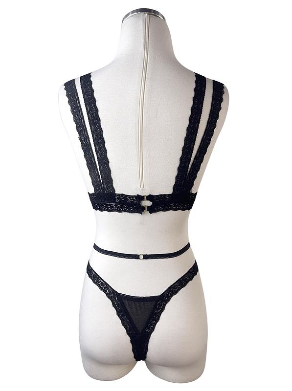 Seraphina Guipure Black Lingerie Set