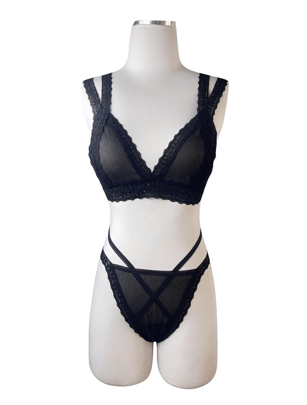 Seraphina Guipure Black Lingerie Set - Image 2