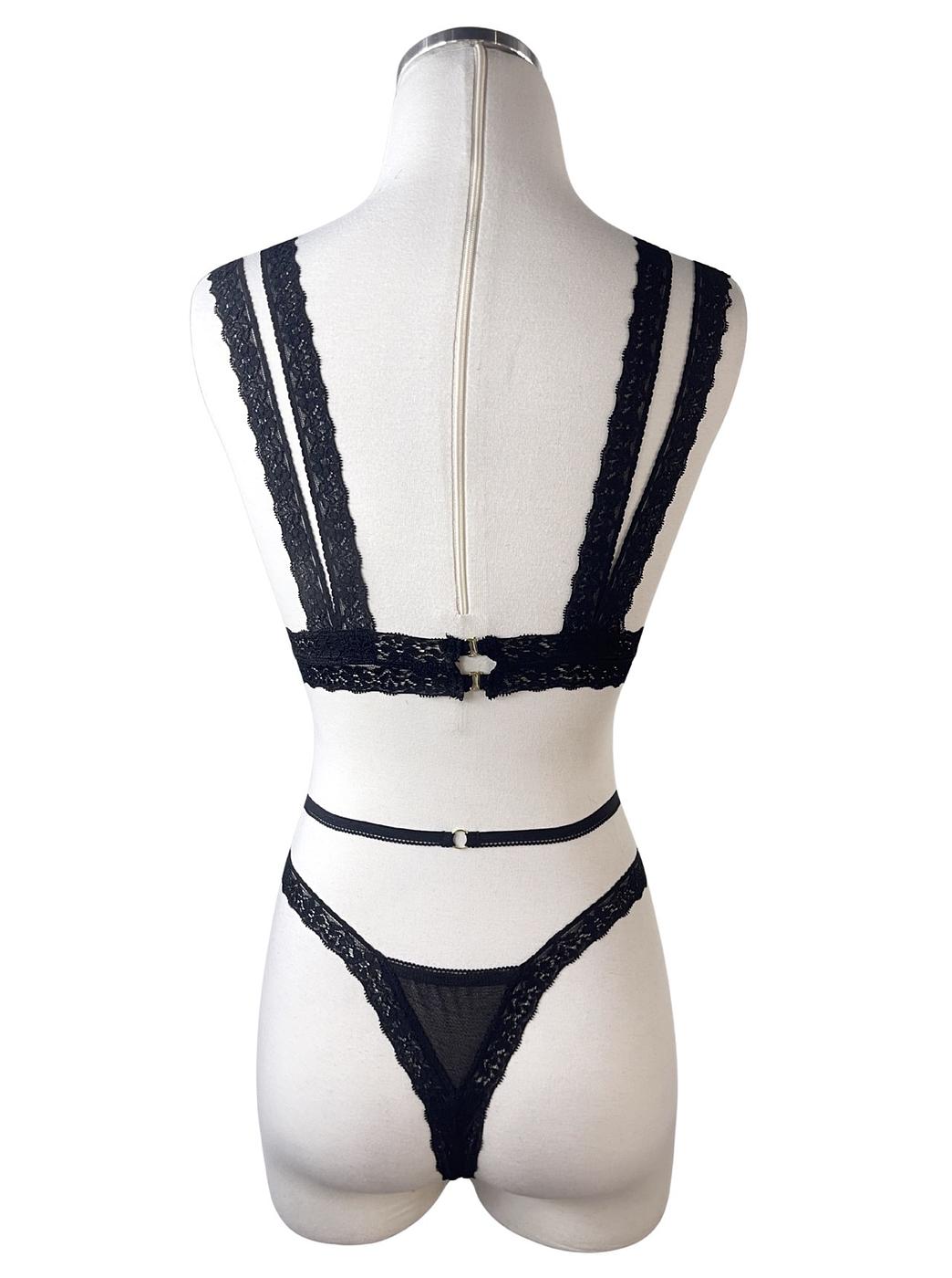 Seraphina Guipure Black Lingerie Set