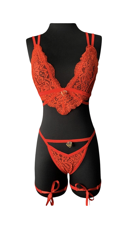 In a Heartbeat Red Signature Uncovered Lingerie Set