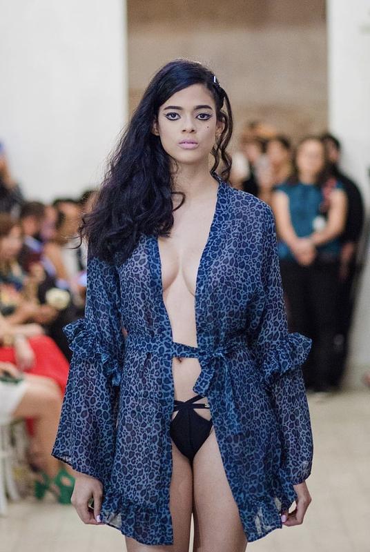 Ruffled Jaguar Short Kimono