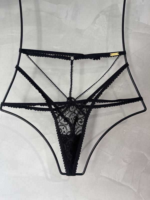 Pussy Cat Black High Waisted Thong