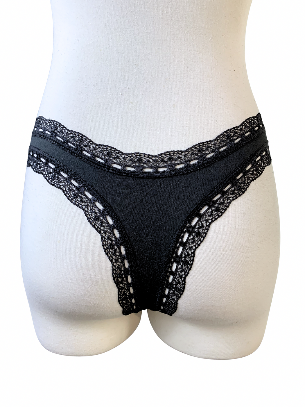 Fancy x Ally Black Cotton Lace Thong  - Image 2