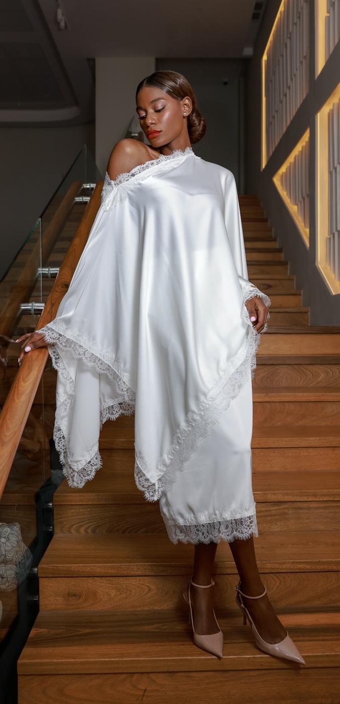 Symphony Lace White Kaftan Set - Image 2