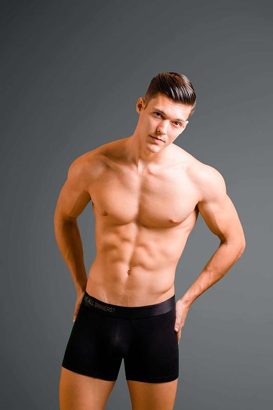 "AREN'T WE ALL SINNERS?" Black Cotton Trunk