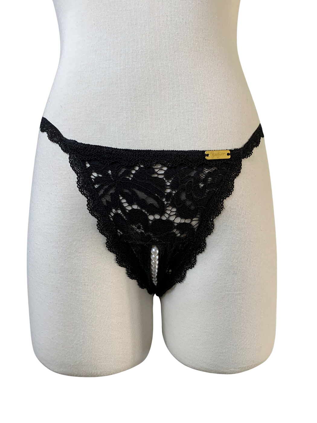 Mermaid Perls Black Thong