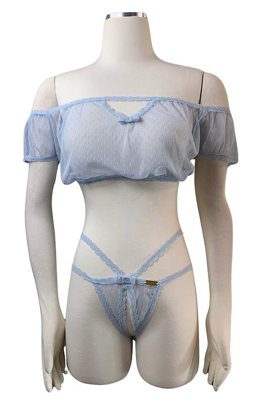 Fetish Blue Crotchless Set