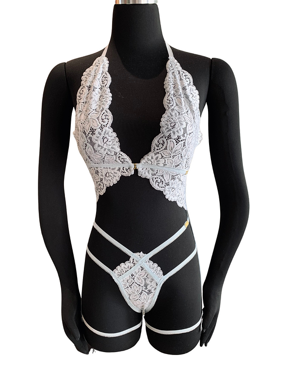 Garter Bra Baby Blue Set