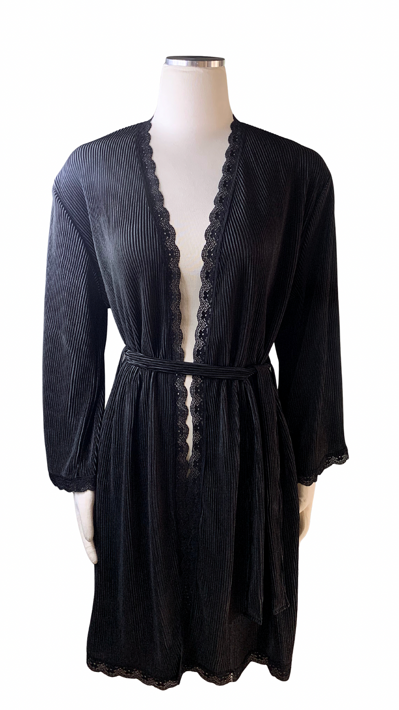 black Pleated Kimono
