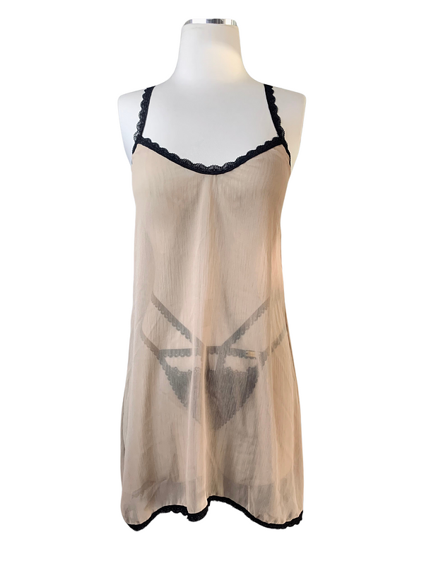 Nude & Black Slip + Black Thong Set