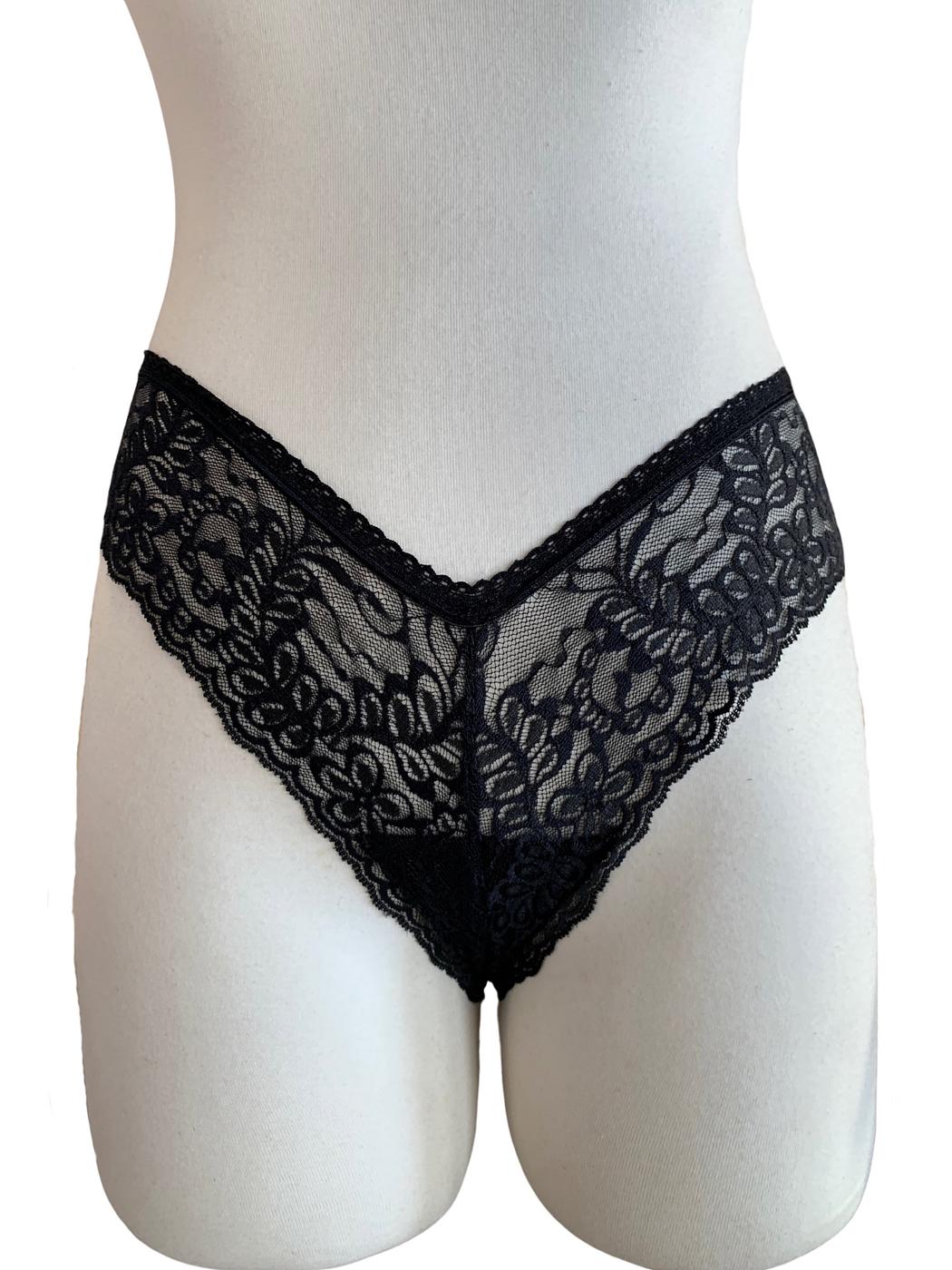 Black Lace High Waisted Cheeky Panty - Image 2