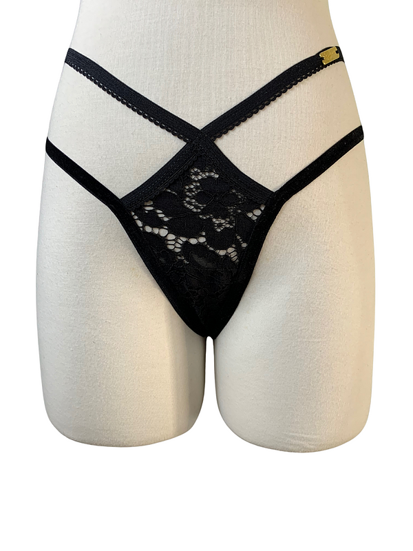 Fancy Sinner Black Signature Thong