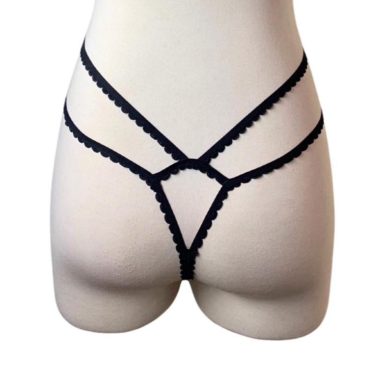 Black and Rose Color Block Thong - Image 2