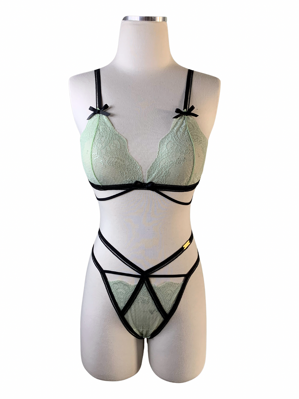 Mint Color Block Lingerie Set